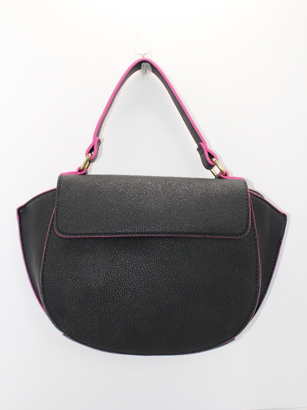 Neiman Marcus Black Pebbled Leather Saddle Crossbody Bag